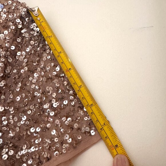 Maya Deluxe Formal Taupe Blush V Neckline Embellished Maxi Dress NWT - Picture 12 of 14